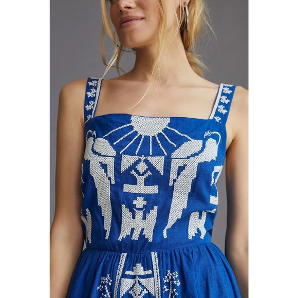 Anthropologie Farm Rio Square-Neck Embroidered Maxi Dress $295 - Picture 4 of 12